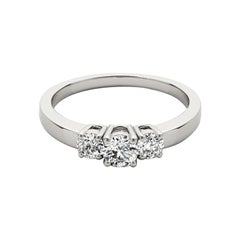 GIA Certified 1.57 Carat Three-Stone Round Brilliant Platinum Diamond Ring