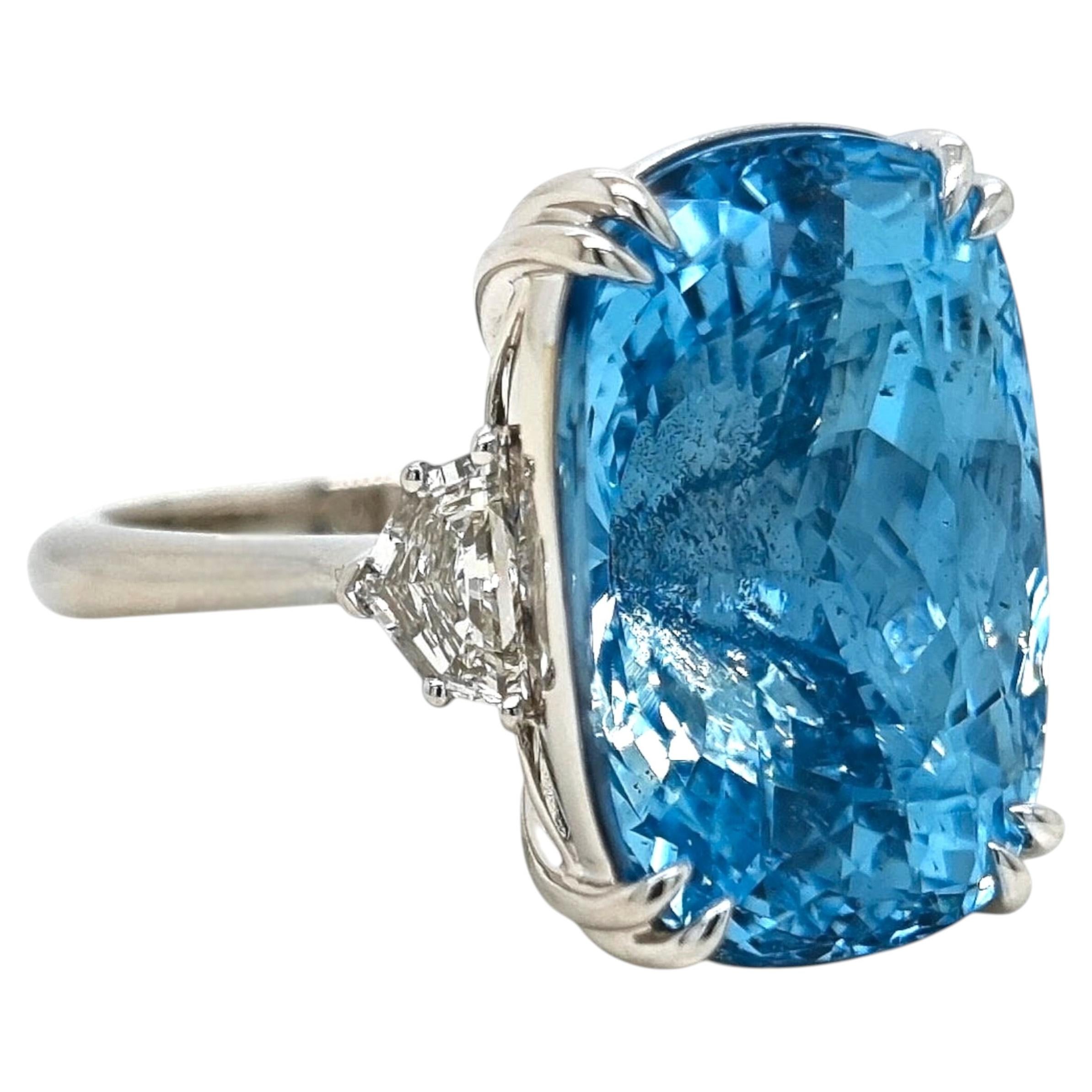 GIA zertifiziert 15,73 Karat Aquamarin Fancy Diamond Weißgold Ring