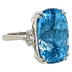 GIA zertifiziert 15,73 Karat Aquamarin Fancy Diamond Weißgold Ring