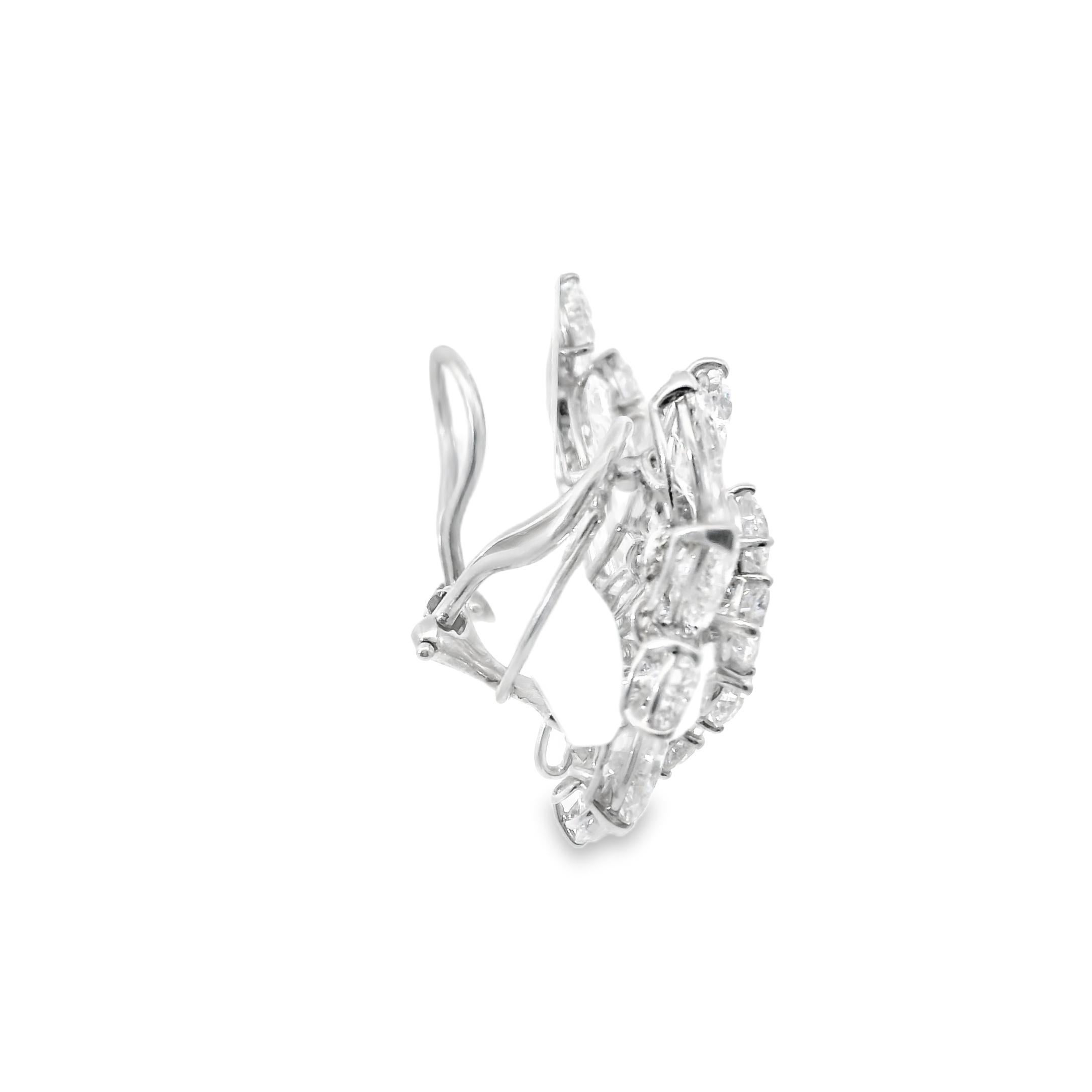 Pendientes de racimo de diamantes en platino de 15,73 quilates con certificado GIA Corte pera
