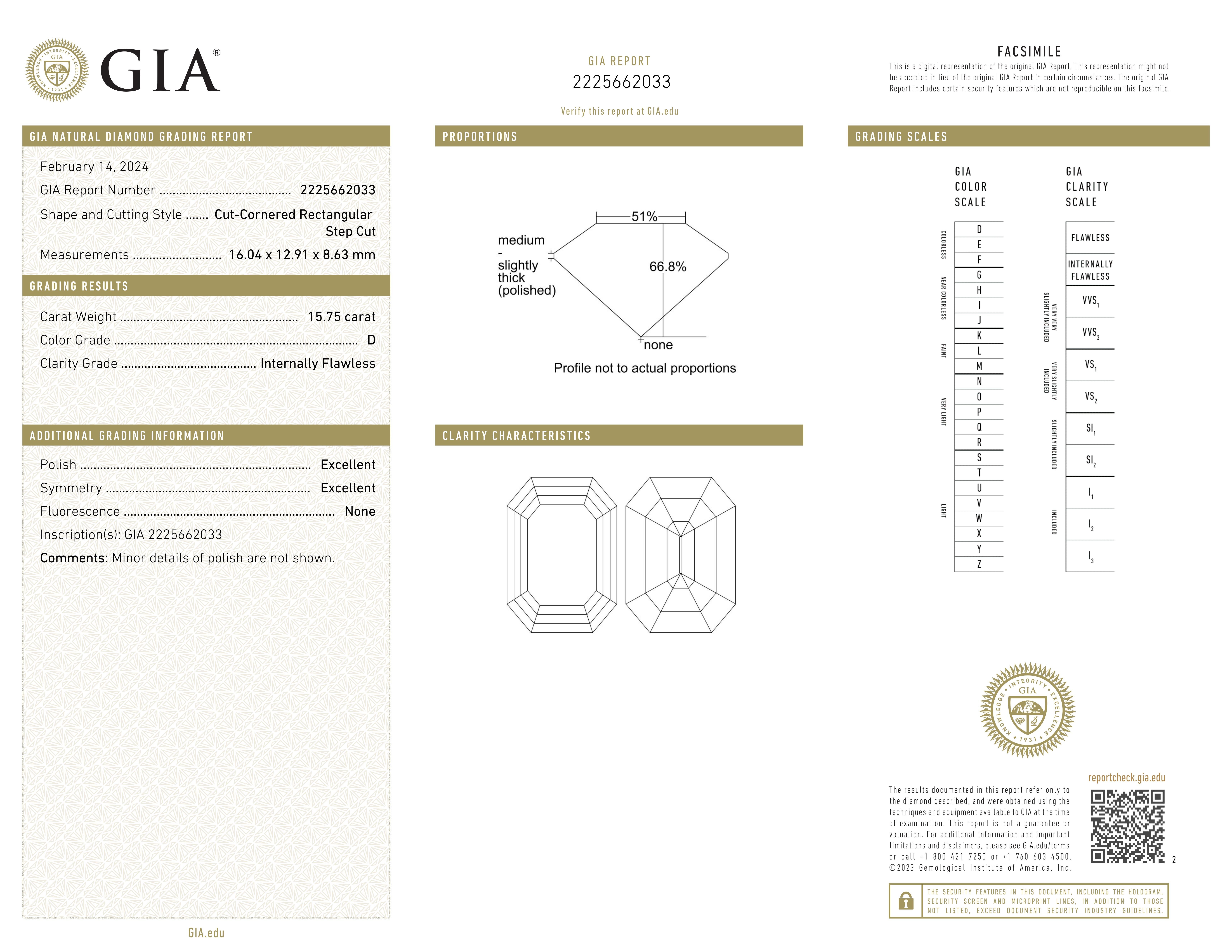 Bague en diamant de taille émeraude certifié GIA de 15,75 carats, de couleur D, sans défaut interne Neuf - En vente à Chicago, IL
