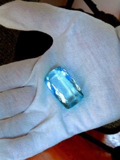 GIA Certified 157.55 Carat Natural Aqua Blue Cushion Cut Aquamarine Magnificent