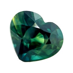 GIA Certified 1.57ct Deep Green Blue Sapphire Untreated Heart Cut Natural Gem