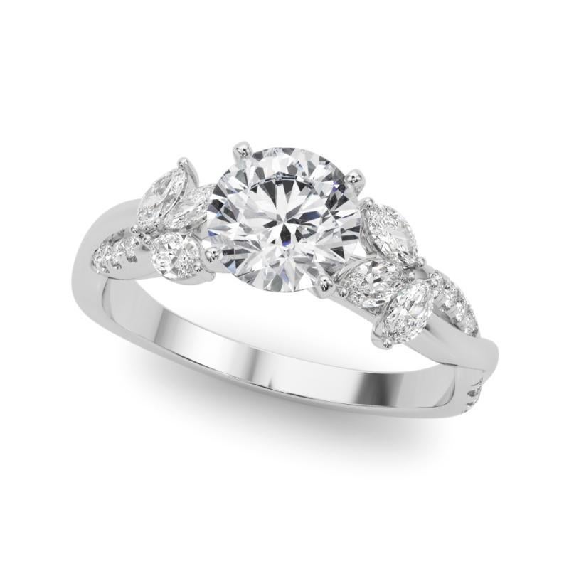 Bague diamant en platine certifiée GIA 1,57ct Round Entwined Garden Flower Vine Pour femmes en vente
