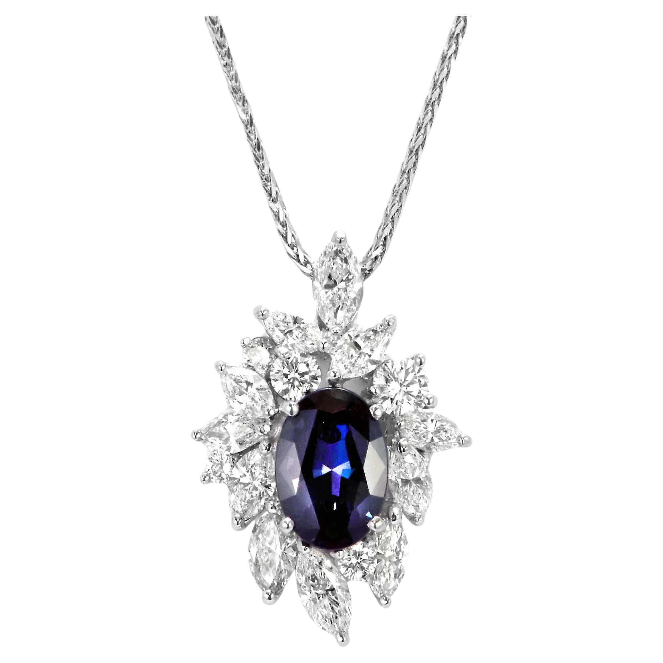Ciondolo con alessandrite brasiliana e diamante certificato GIA da 1,58 carati in platino in vendita