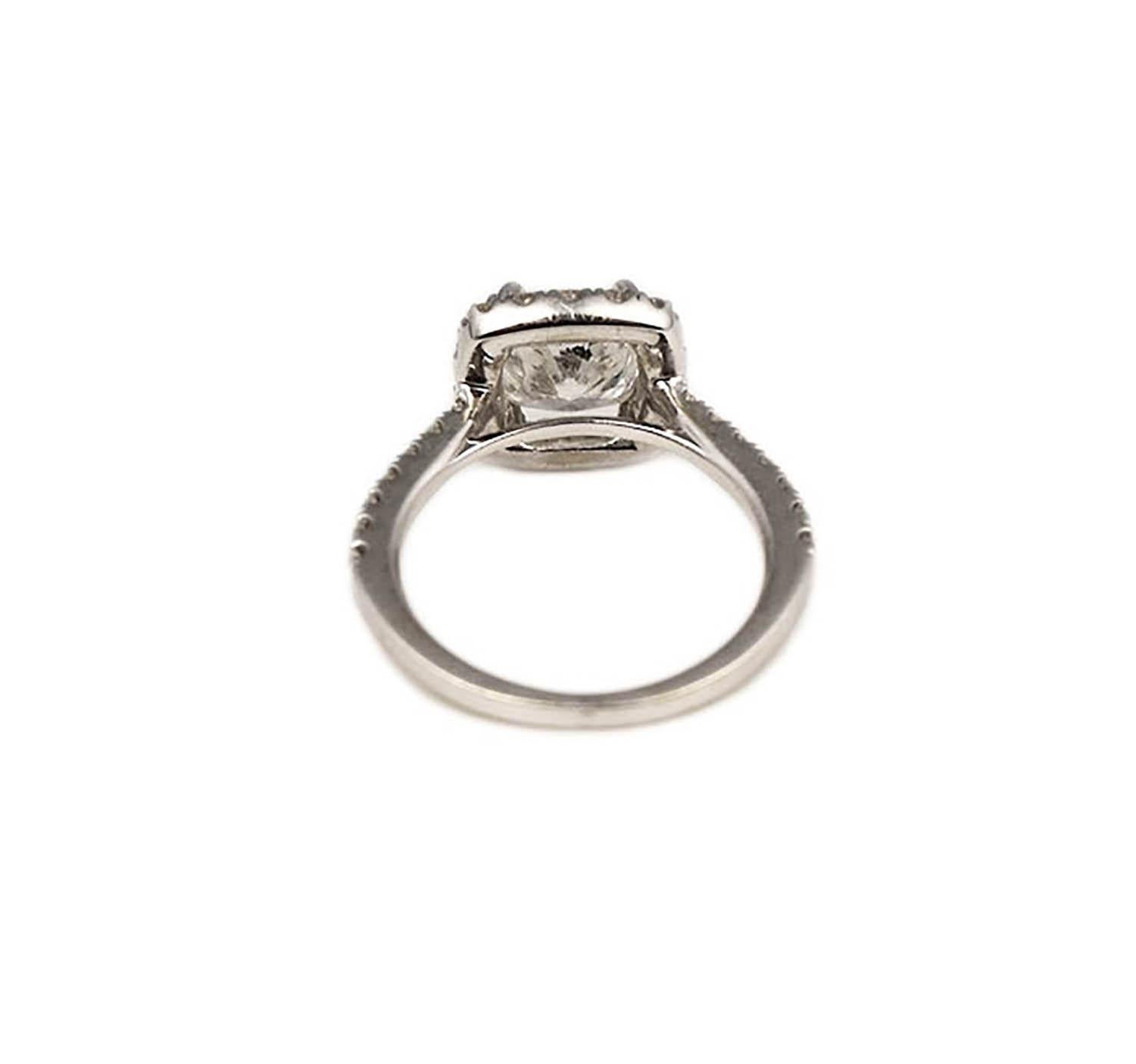GIA Certified 1.58 Carat Cushion Brilliant Diamond Engagement Ring In Excellent Condition In Miami, FL