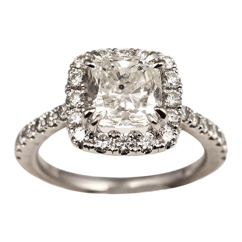 GIA-zertifizierter 1,58 Karat Kissen-Brillant-Diamant-Verlobungsring