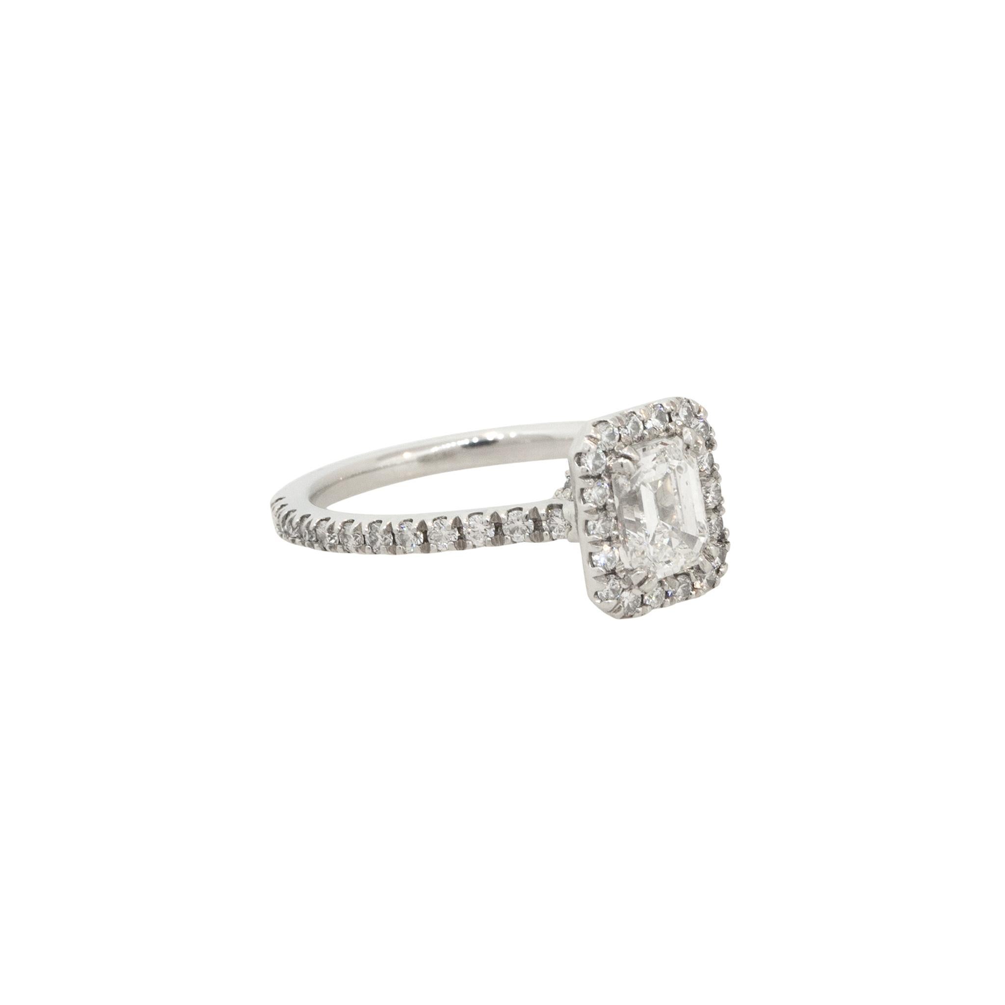 GIA Certified 1.58 Carat Emerald Cut Diamond Engagement Ring Platinum In Stock In Excellent Condition For Sale In Boca Raton, FL