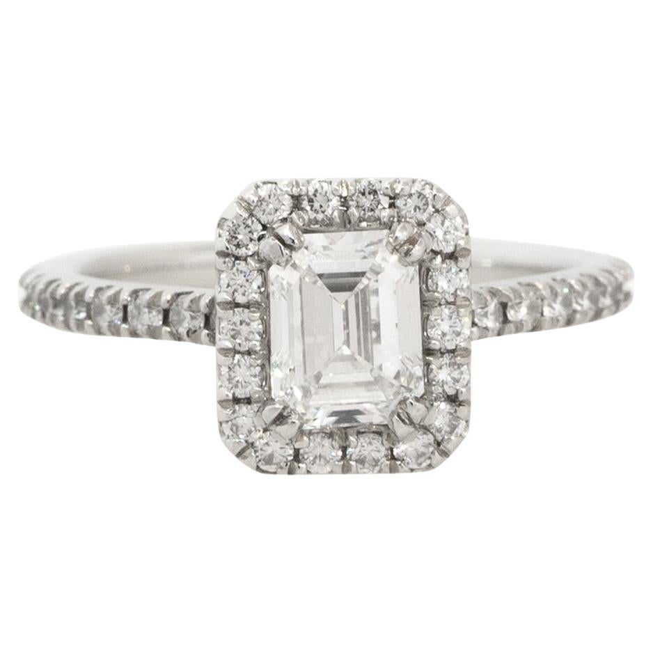 GIA Certified 1.58 Carat Emerald Cut Diamond Engagement Ring Platinum In Stock For Sale