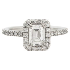 GIA Certified 1.58 Carat Emerald Cut Diamond Engagement Ring Platinum In Stock