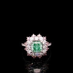 GIA-zertifizierter 1,58 Karat schwach grüner Diamantring mit Reinheit VS2