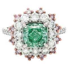 GIA-zertifizierter 1,58 Karat schwach grüner Diamantring mit Reinheit VS2