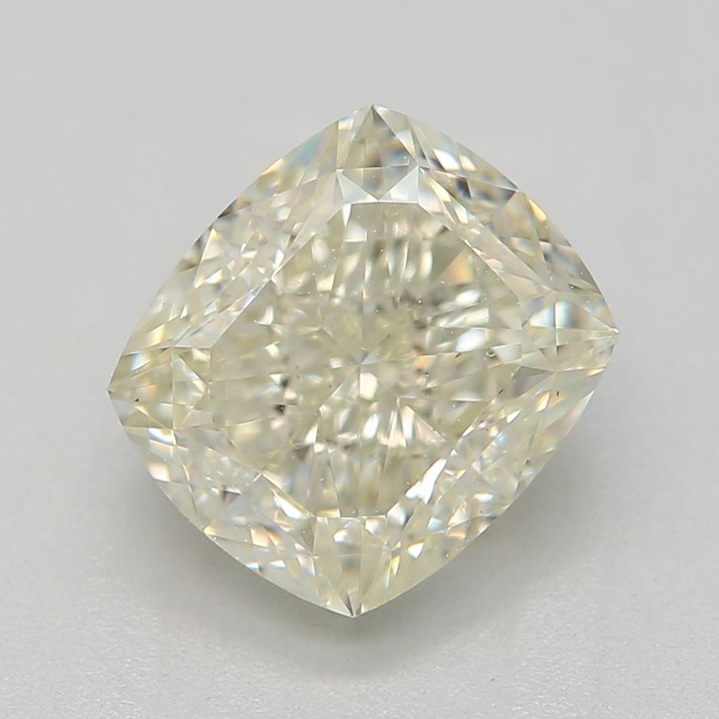 Certificate: GIA
Report Number: 7481426391
Shape And Cut: Cushion
Carat Weight: 1.58 carat
Measurements: 6.86x6.00x4.14 mm
Color Grade: Light Greenish Yellow

FEATURES OF THE DIAMOND:

Our cushion-shaped diamond, also known as a pillow-cut diamond,