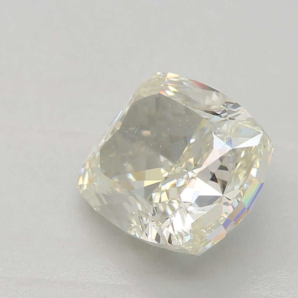 Cushion Cut GIA Certified 1.58 Carat Light Greenish Yellow VS2 Clarity Diamond For Sale