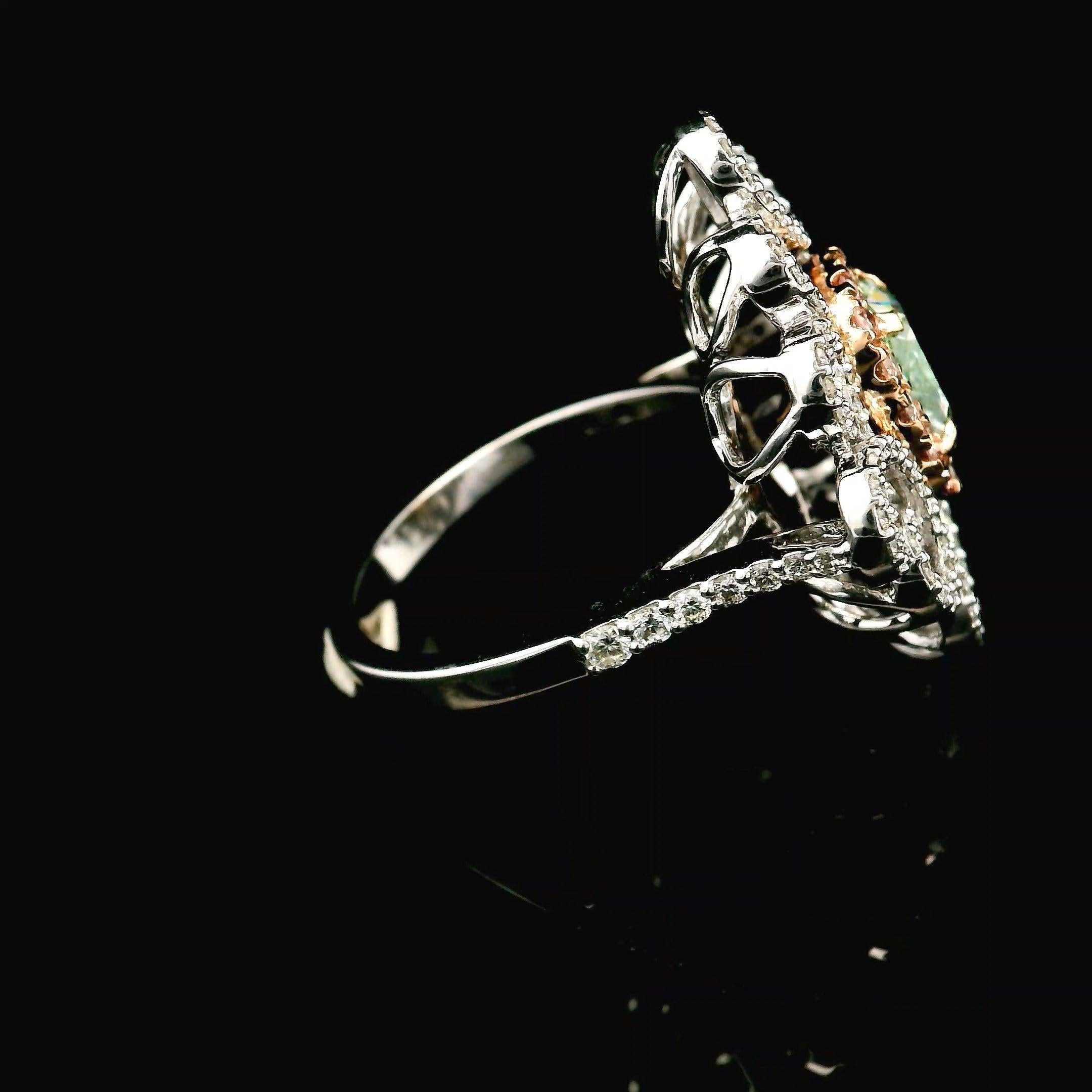 Bague certifiée GIA, de 1,58 carat, de pureté VS2, jaune clair vertâtre en vente 1