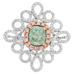 GIA Certified 1.58 Carat Light Greenish Yellow VS2 Clarity Diamond Ring