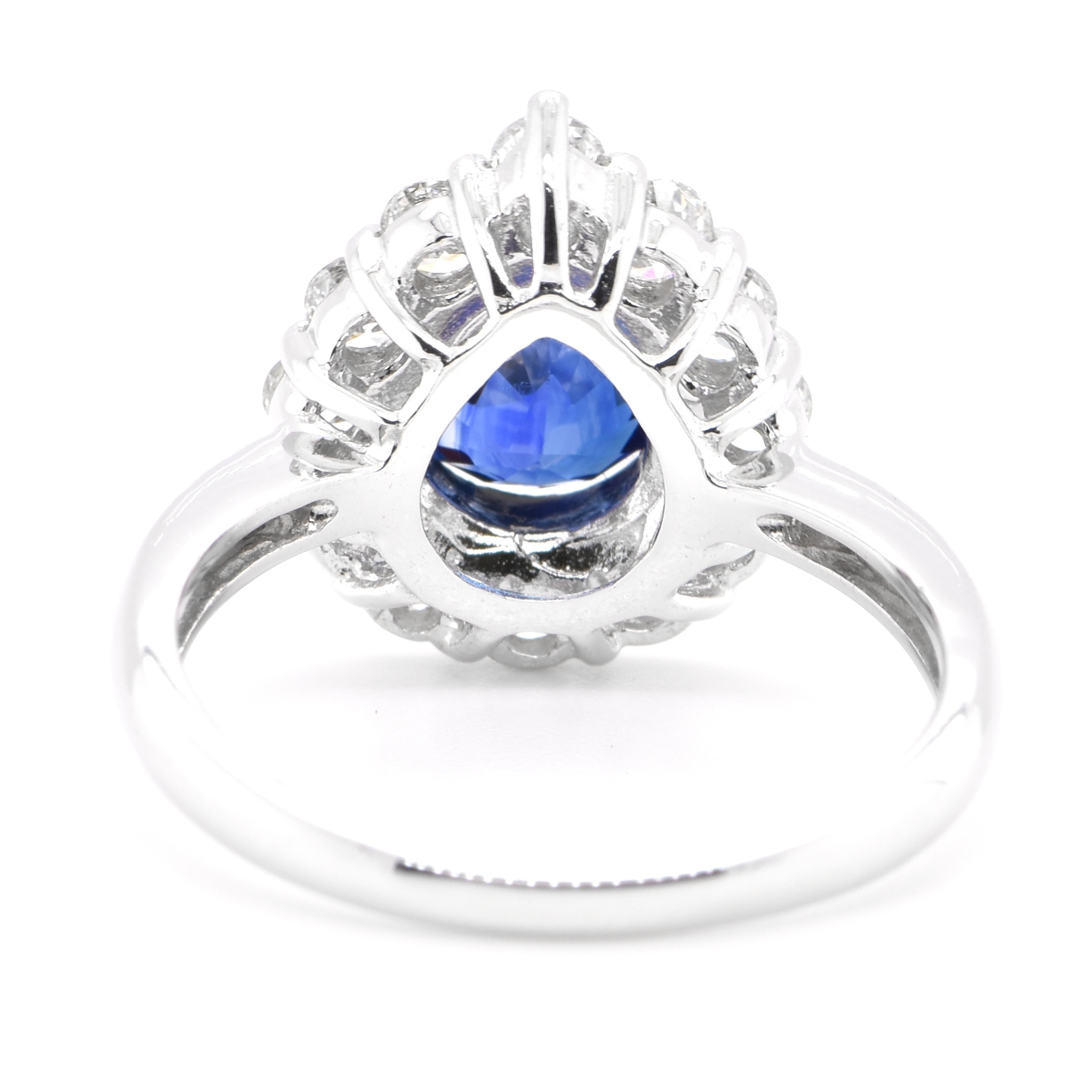 Women's GIA Certified 1.58 Carat Natural Ceylon Royal Blue Sapphire Ring Set in Platinum For Sale
