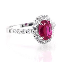 GIA Certified 1.58 Carat, Unheated, Burmese Ruby & Diamond Ring set in Platinum
