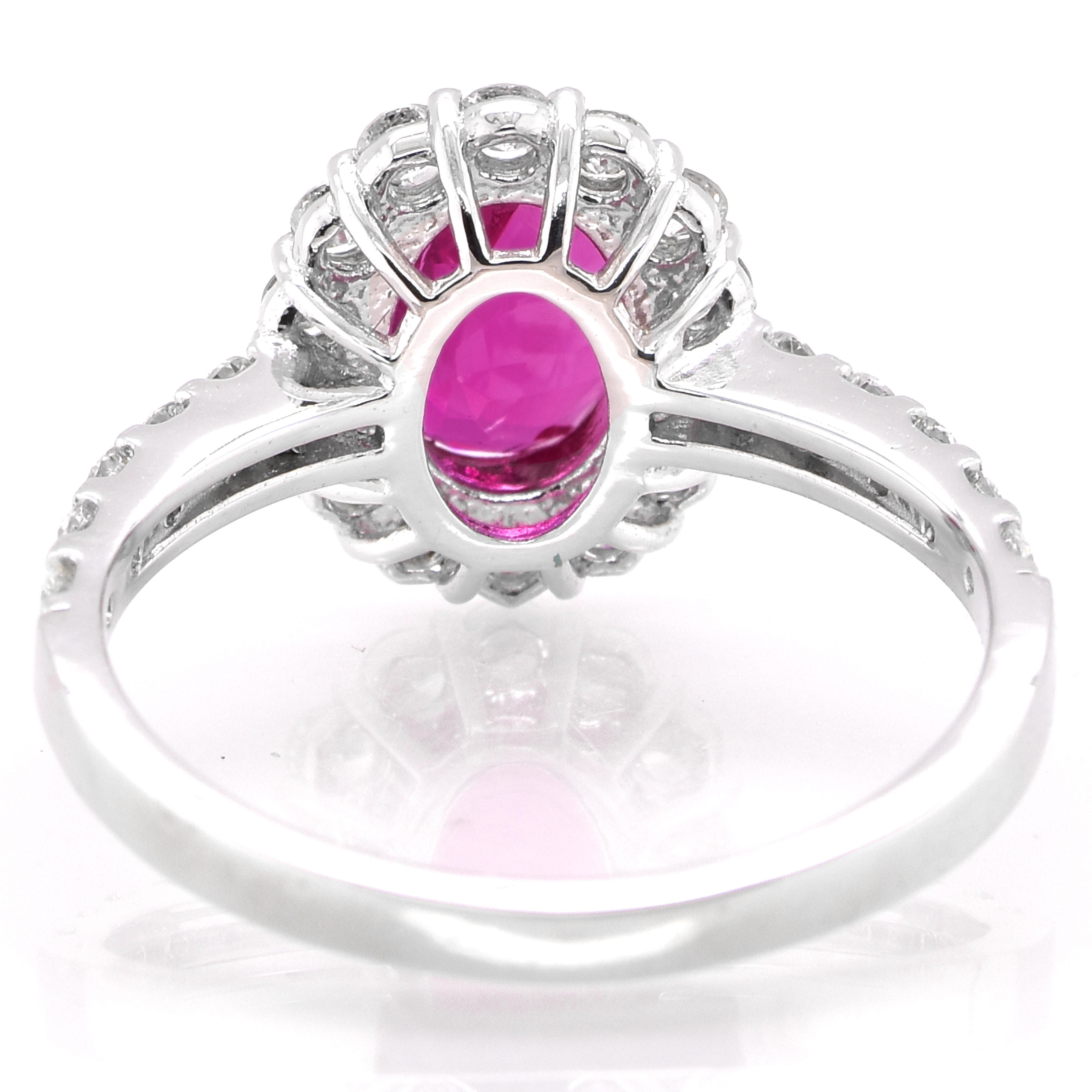 GIA Certified 1.58 Carat, Unheated, Burmese Ruby & Diamond Ring set in Platinum In New Condition For Sale In Tokyo, JP