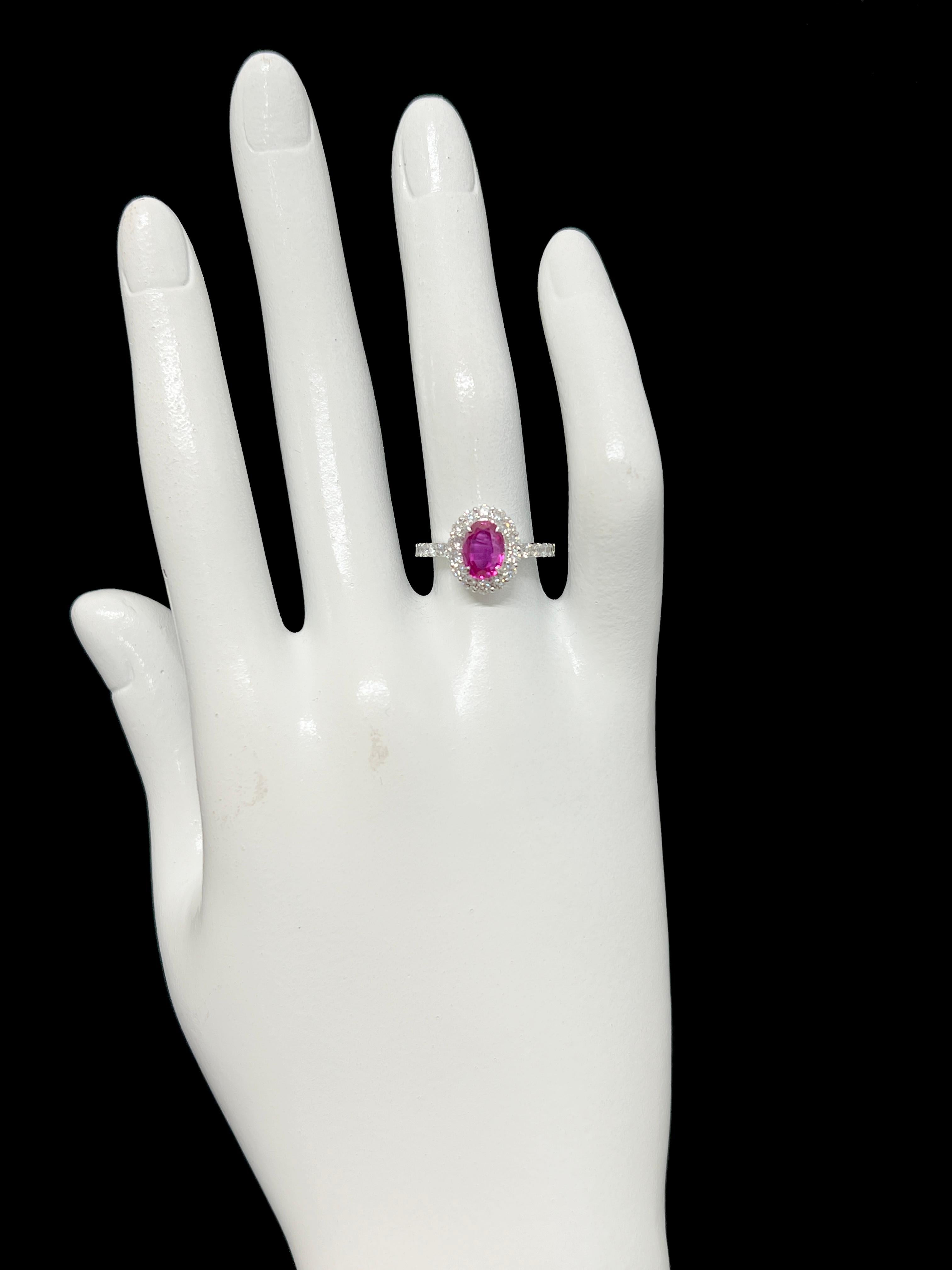 Women's GIA Certified 1.58 Carat, Unheated, Burmese Ruby & Diamond Ring set in Platinum For Sale