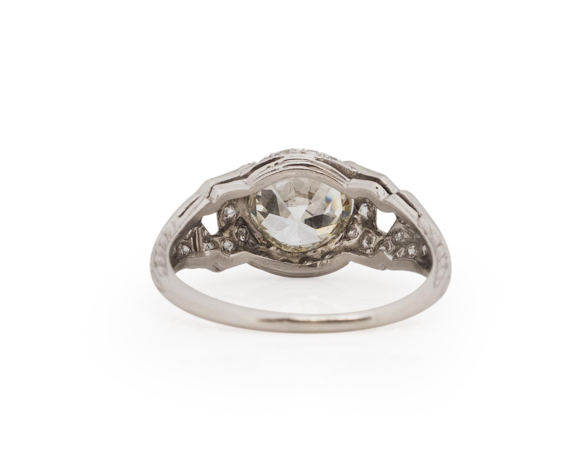 Taille vieille Europe Bague de fiançailles en platine avec diamant Art Déco de 1.59 carat certifié par le GIA en vente