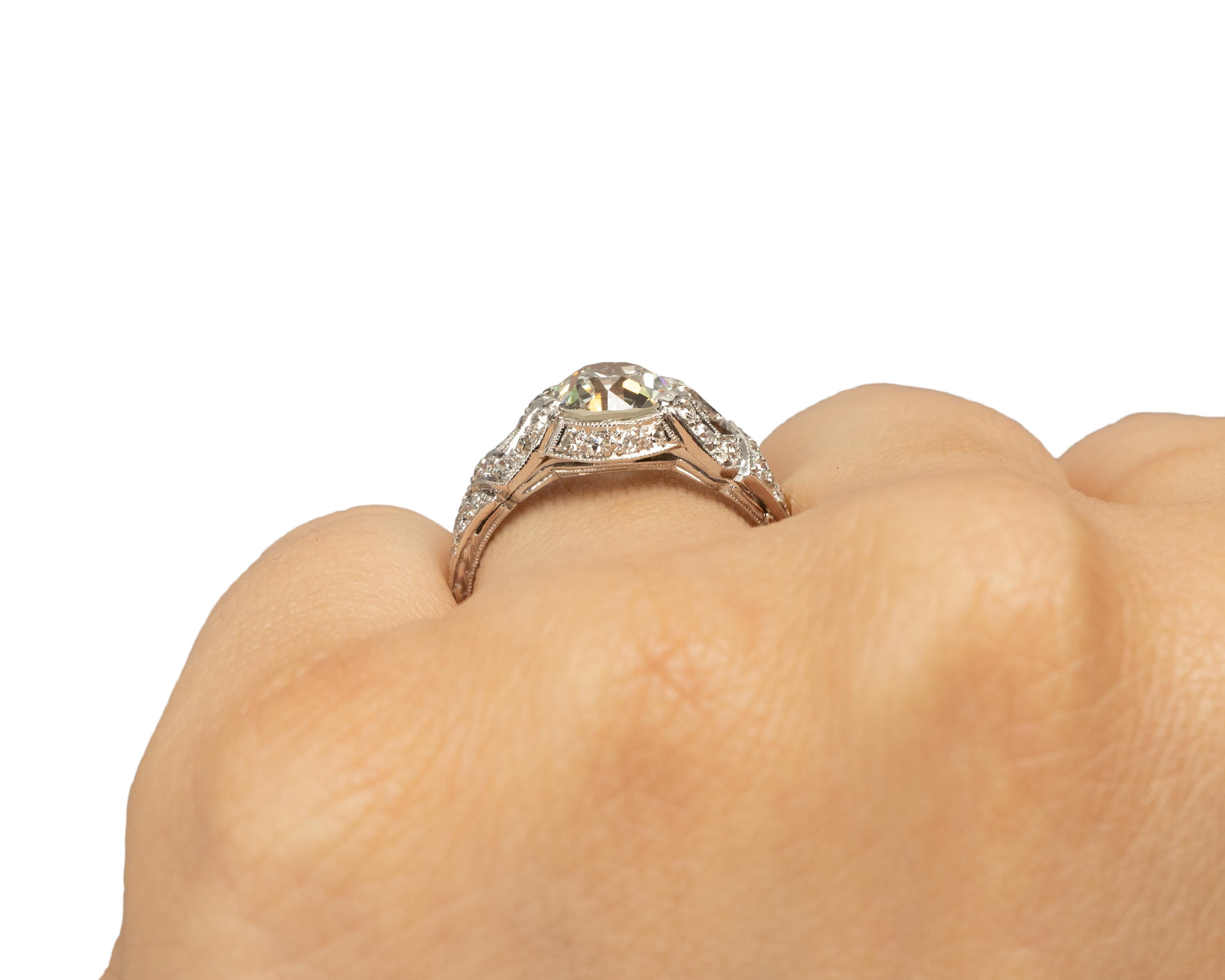 Bague de fiançailles en platine avec diamant Art Déco de 1.59 carat certifié par le GIA en vente 1