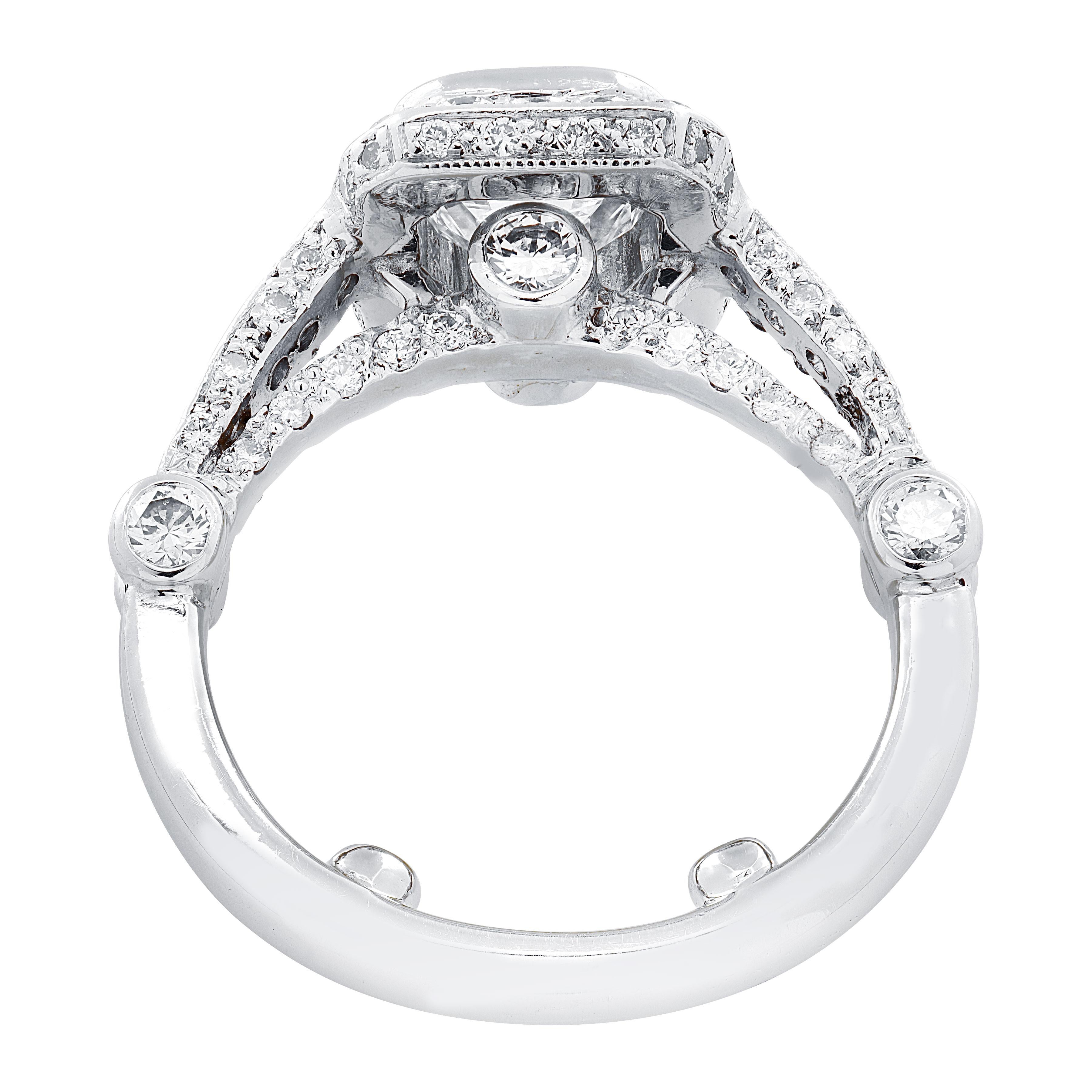 Anillo de compromiso de diamantes de corte Asscher de 1.59 quilates certificado por el GIA en venta 3