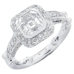 Anello di fidanzamento con diamante taglio Asscher certificato GIA da 1.59 carati