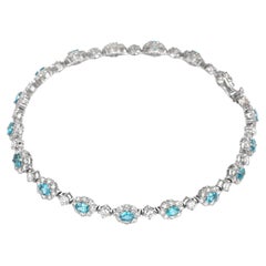 GIA Certified 1.59 Carat Brazilian Paraiba and Diamond Bracelet Made in Platinum