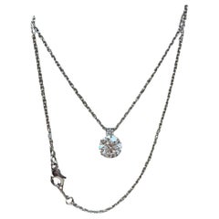 GIA Certified 1.59 Carat Diamond Pendant Platinum Necklace