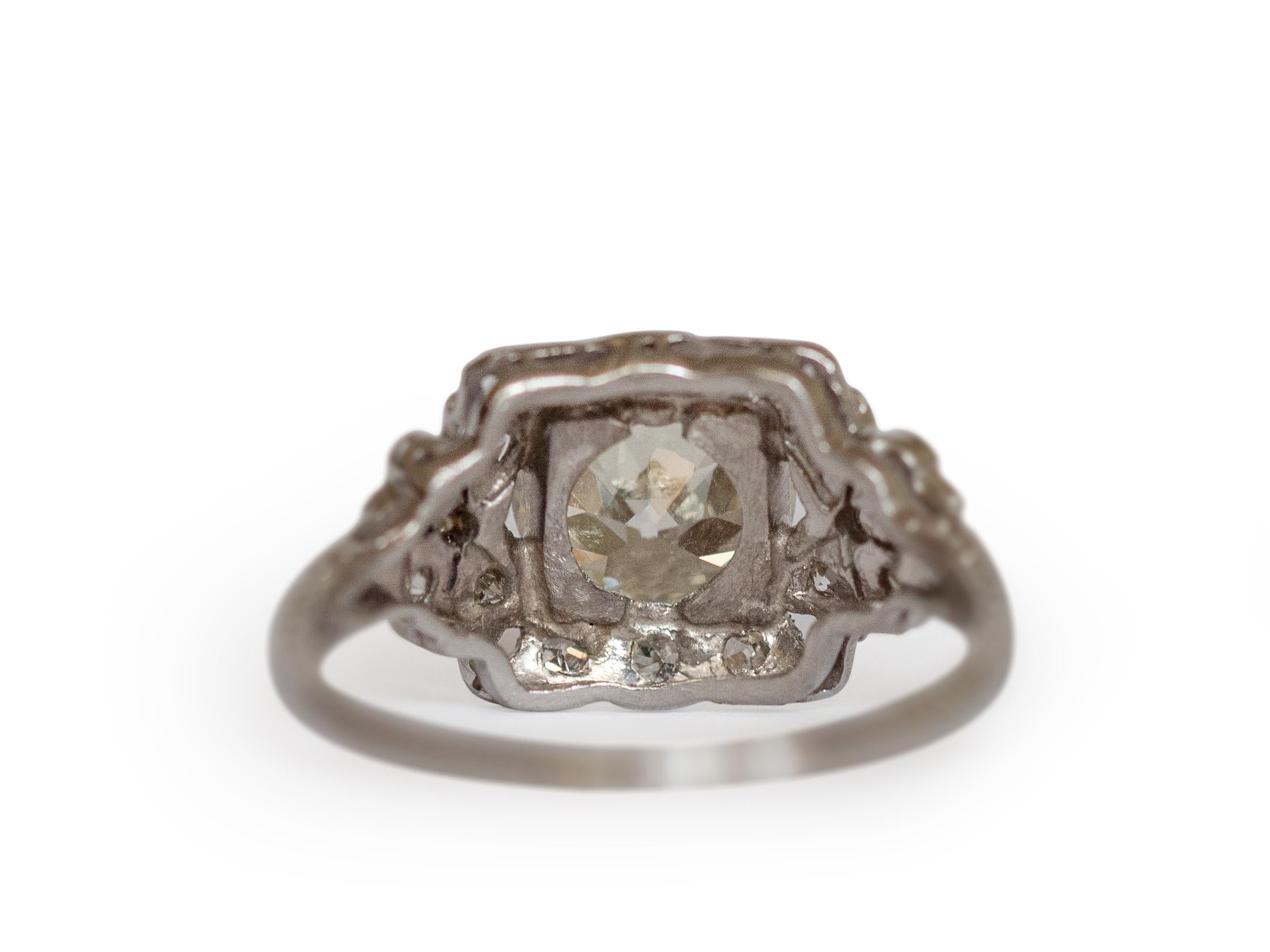Taglio cuscino antico Anello di fidanzamento in platino con diamante certificato GIA da 1.68 carati in vendita