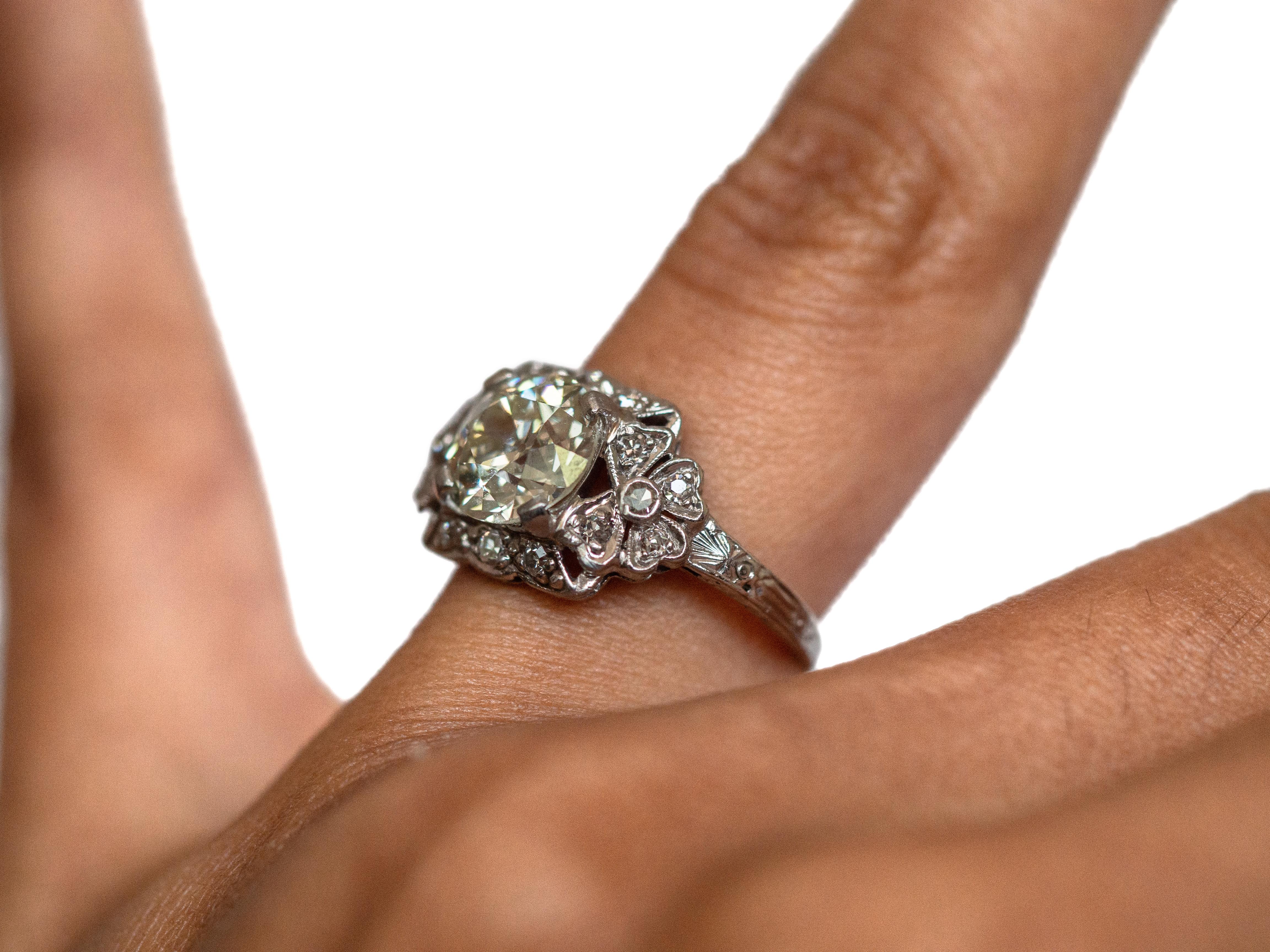 GIA Certified 1.68 Carat Diamond Platinum Engagement Ring In Good Condition For Sale In Atlanta, GA