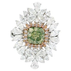 GIA Certified 1.59 Carat Fancy Brownish Greenish Yellow SI1 Clarity Diamond Ring