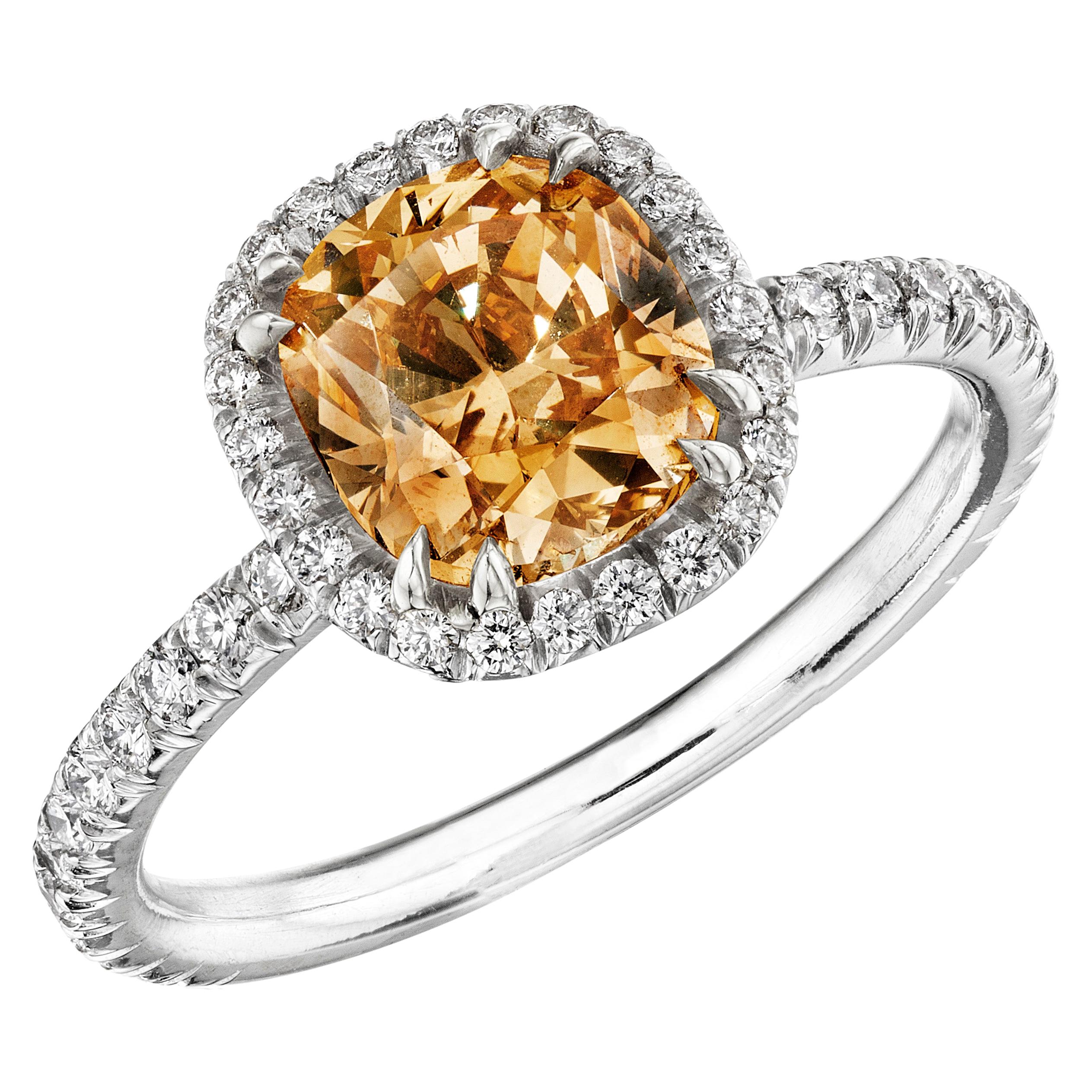 Bague en diamant brun-jaune foncé « Cognac » de 1,59 carat de couleur naturelle certifiée GIA en vente