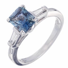 GIA Certified 1.59 Carat Sapphire Diamond Platinum Engagement Ring