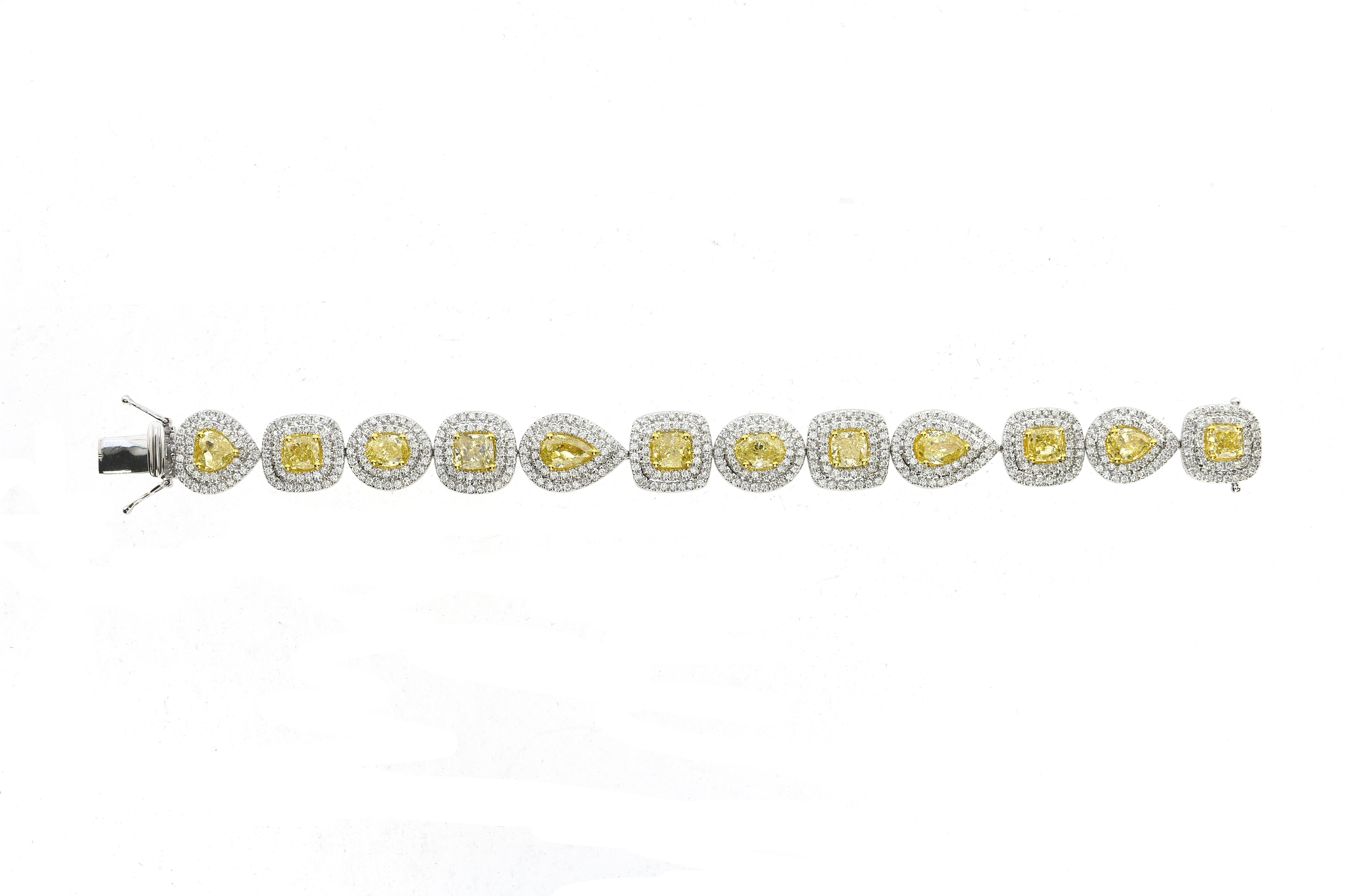 Contemporary GIA Certified 15.94 Carat Natural Yellow Diamond Bracelet