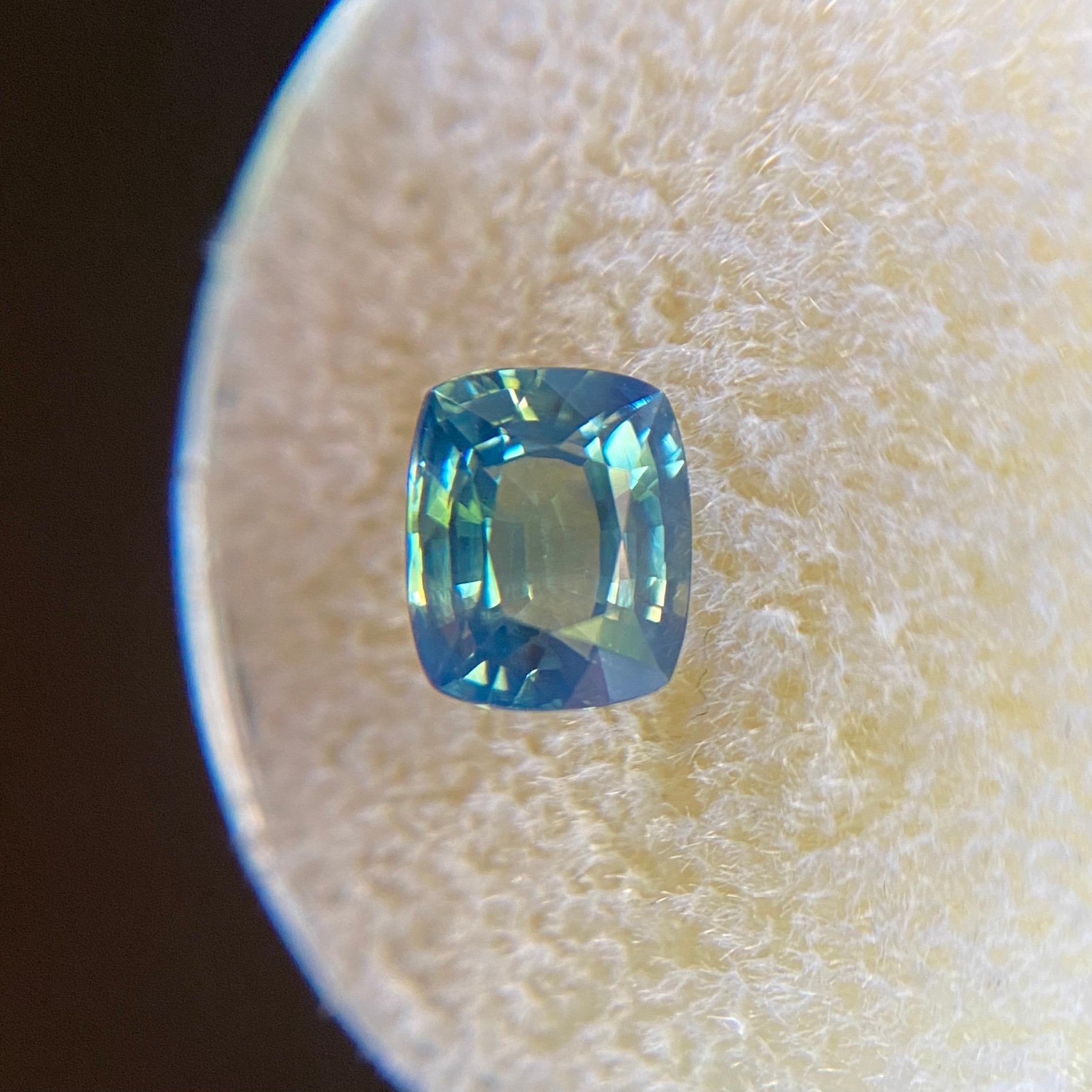  Saphir bicolore vert bleu non traité taille coussin de 1,59 carat certifié par le GIA Unisexe 