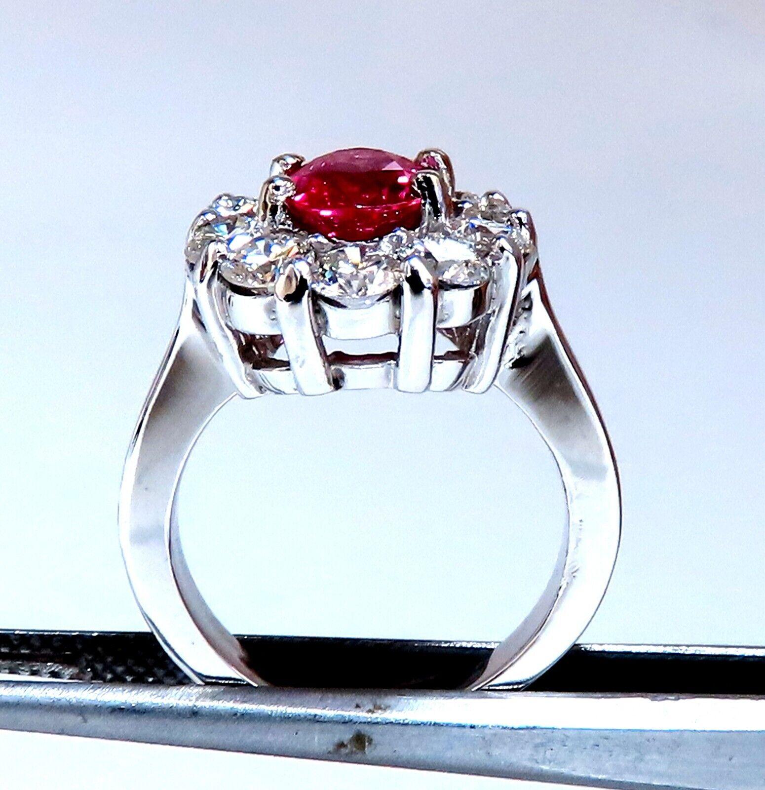 GIA certified 1.59ct No Heat natural ruby diamond ring 14kt classic halo For Sale 1