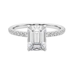 GIA Certified 1.5ct Emerald Hidden Halo Pave Diamond Ring