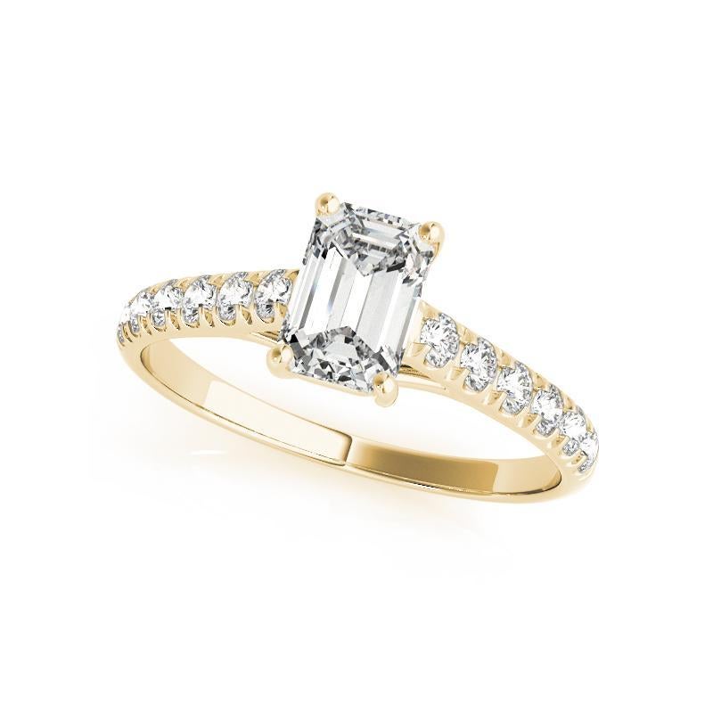 Taglio smeraldo GIA Certified 1.5ct Smeraldo Pave Trellis Entwined Prong Diamond Ring in vendita