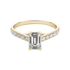 GIA Certified 1.5ct Emerald Pave Trellis Entwined Prong Diamond Ring