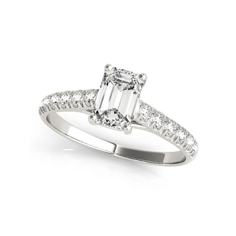 Taglio smeraldo GIA Certified 1.5ct Smeraldo Pave Trellis Entwined Prong Diamond Ring in platino in vendita