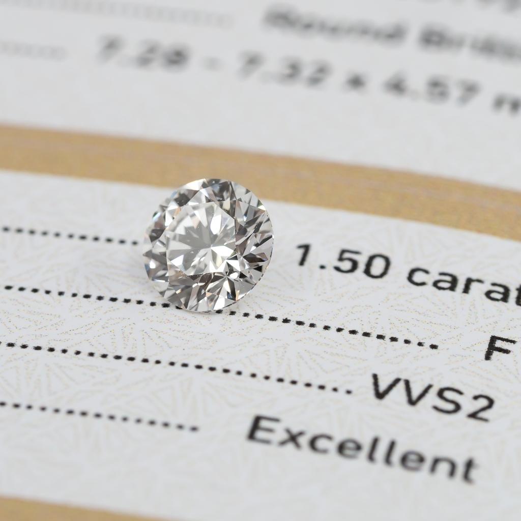 1.diamant 5CT F/VVS2 - EX EX EX - Pas de fluorescence  - Certifié par le GIA - Brillant rond #56051

Nous avons ici un diamant libre vraiment spécial de 1,50ct, certifié par le GIA, de taille ronde et brillante.

Mesures : 7.28 - 7.32 x 4.57
