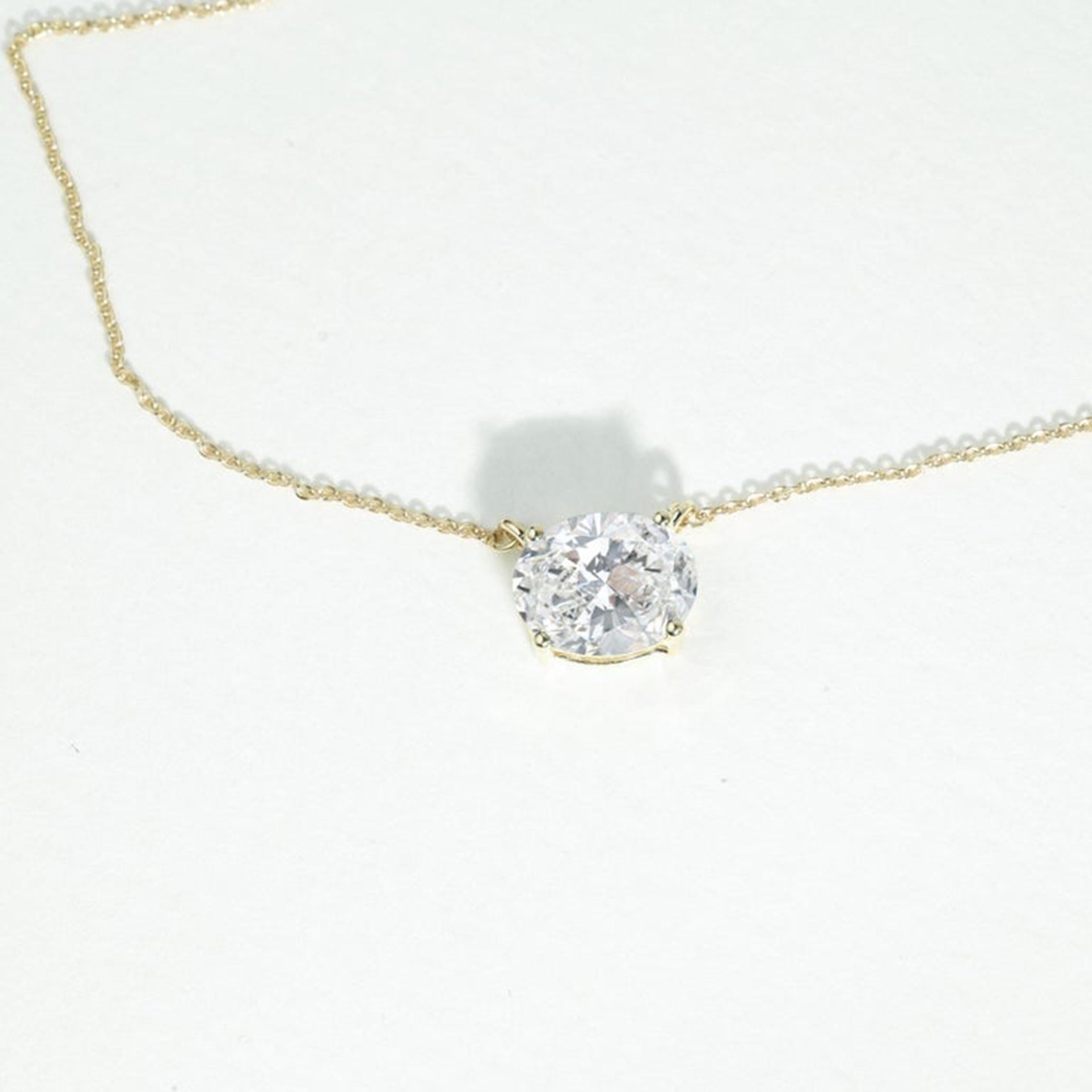 GIA-zertifizierter 1,5ct natürlicher Diamant-Solitär-Anhänger mit Ovalschliff aus 18K Gelbgold im Angebot 2