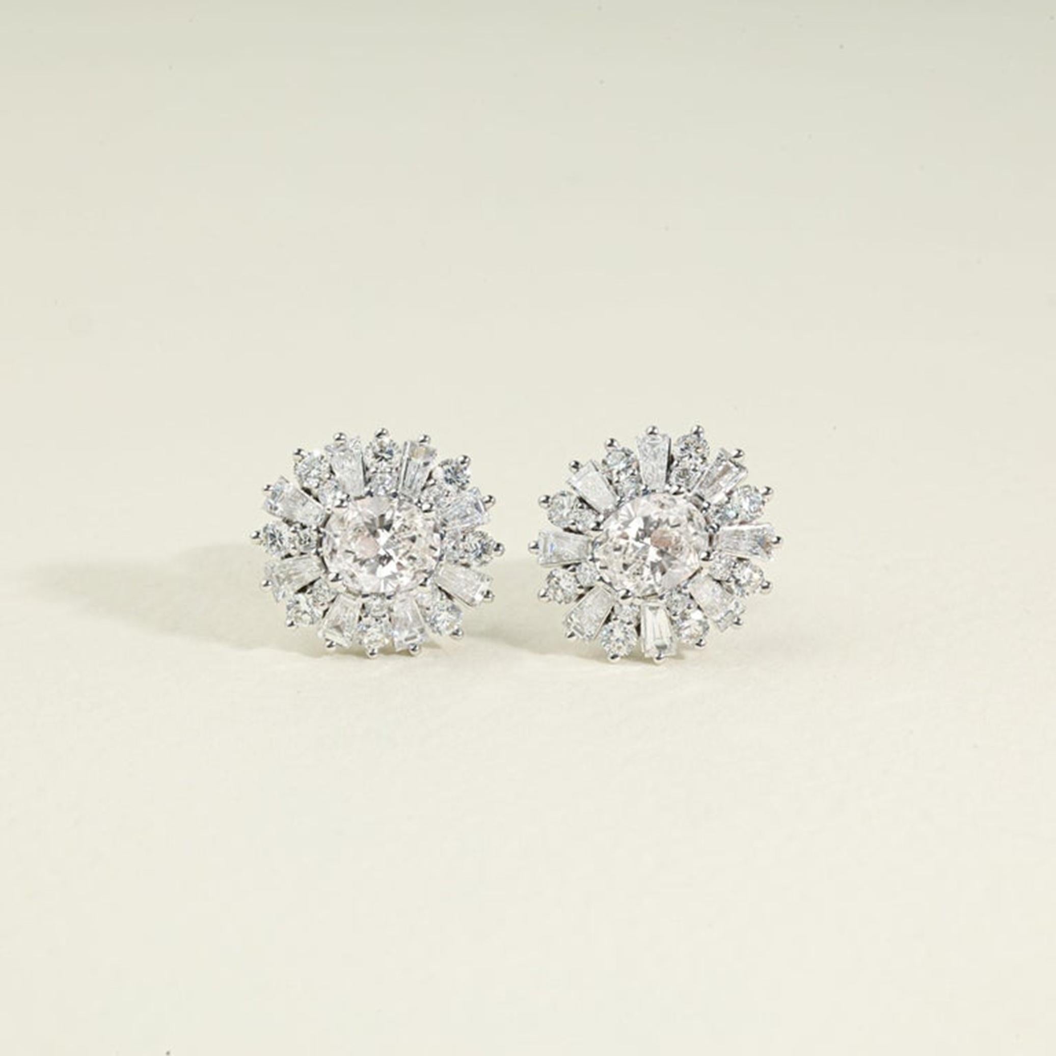 Boucles d'oreilles halo en or blanc 18 carats avec diamant ovale certifié GIA de 1,5 ct - Radiant en vente 4