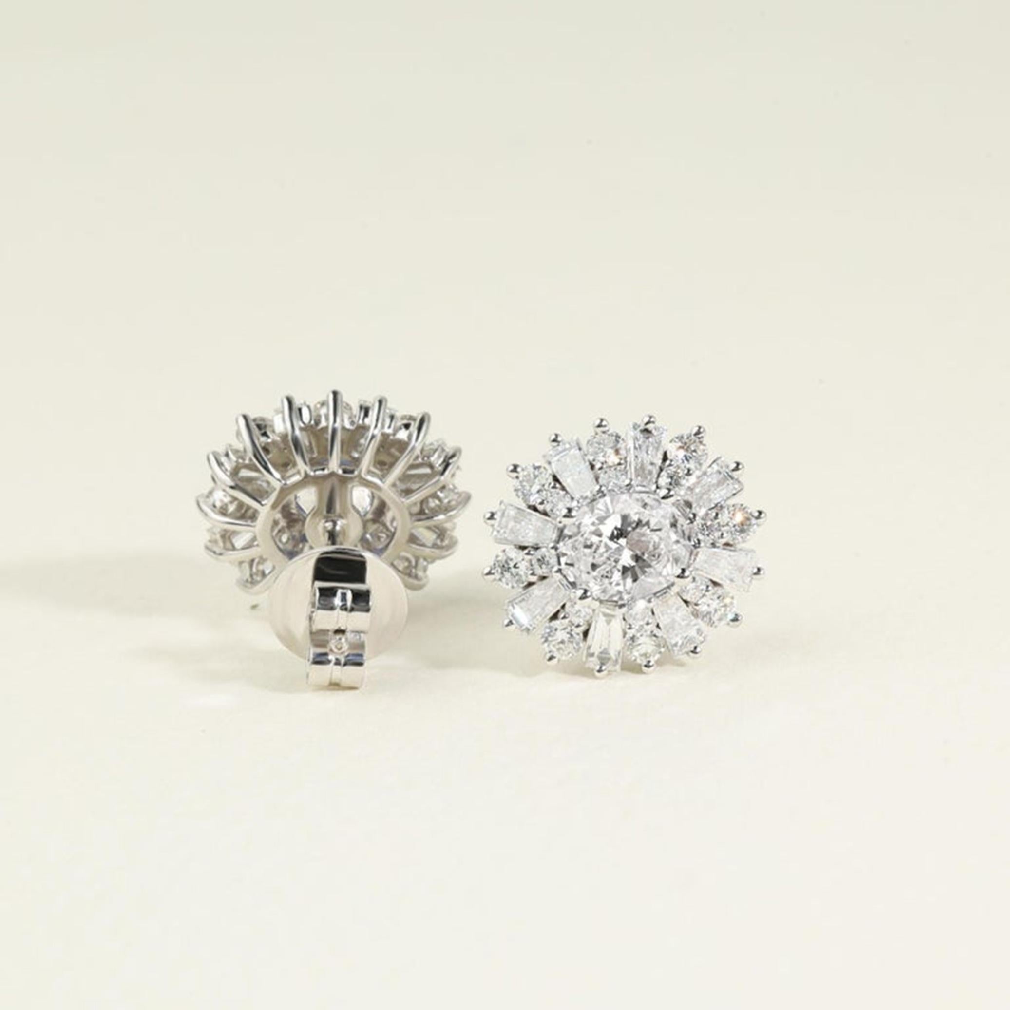 Boucles d'oreilles halo en or blanc 18 carats avec diamant ovale certifié GIA de 1,5 ct - Radiant en vente 1