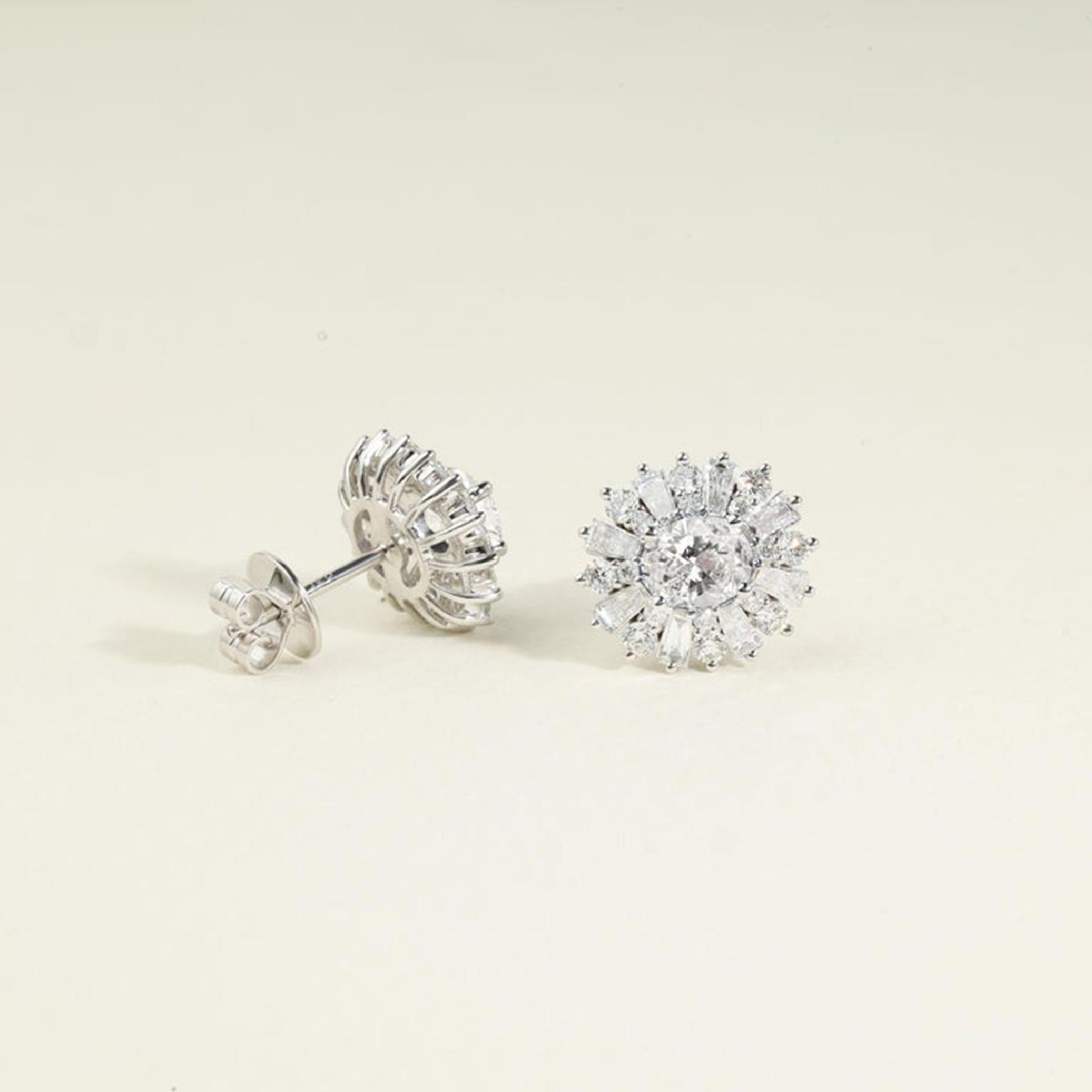 Boucles d'oreilles halo en or blanc 18 carats avec diamant ovale certifié GIA de 1,5 ct - Radiant en vente 2