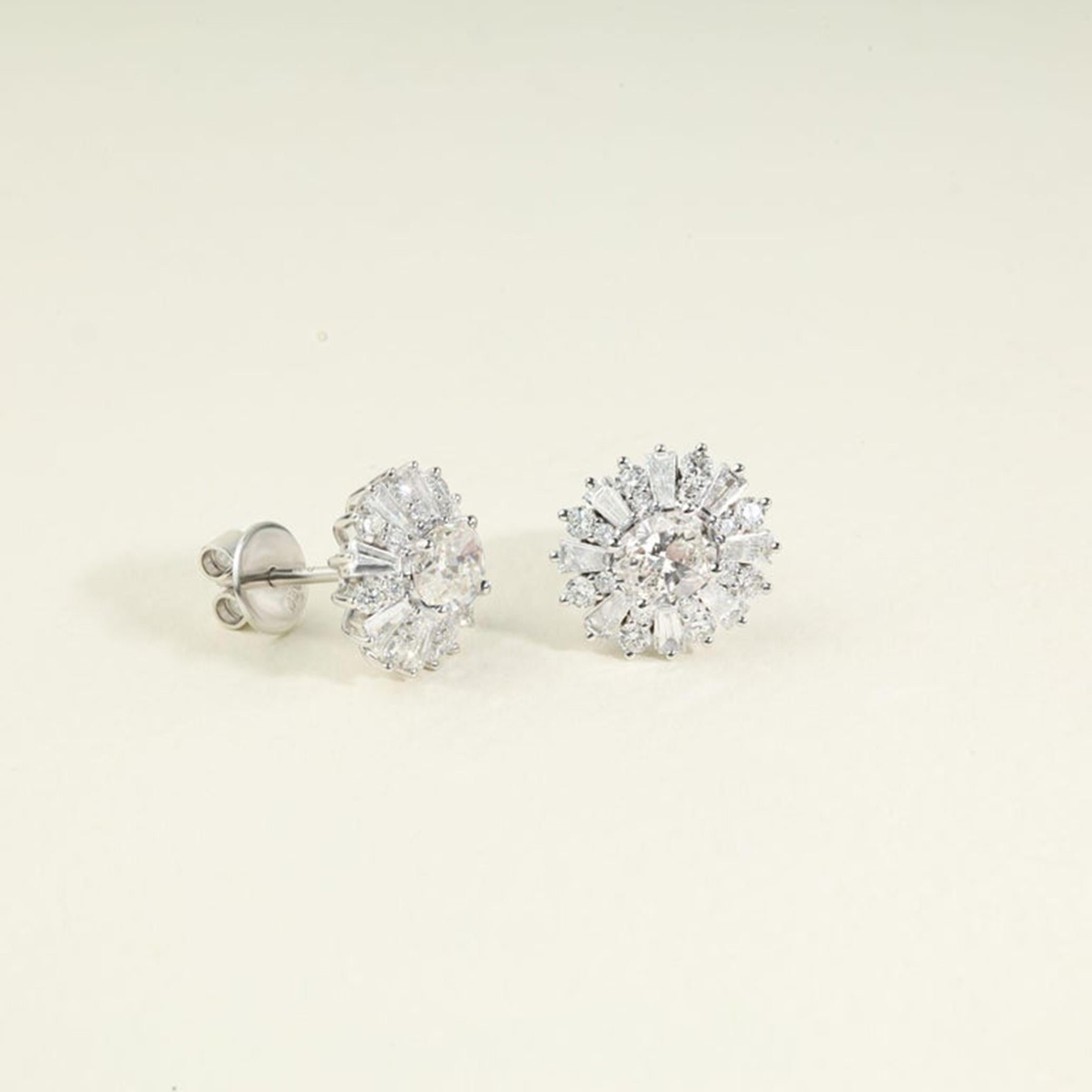 Boucles d'oreilles halo en or blanc 18 carats avec diamant ovale certifié GIA de 1,5 ct - Radiant en vente 3