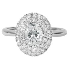 Verlobungsring, GIA-zertifizierter exquisite 1,5 Karat Diamant im Ovalschliff mit doppeltem Halo