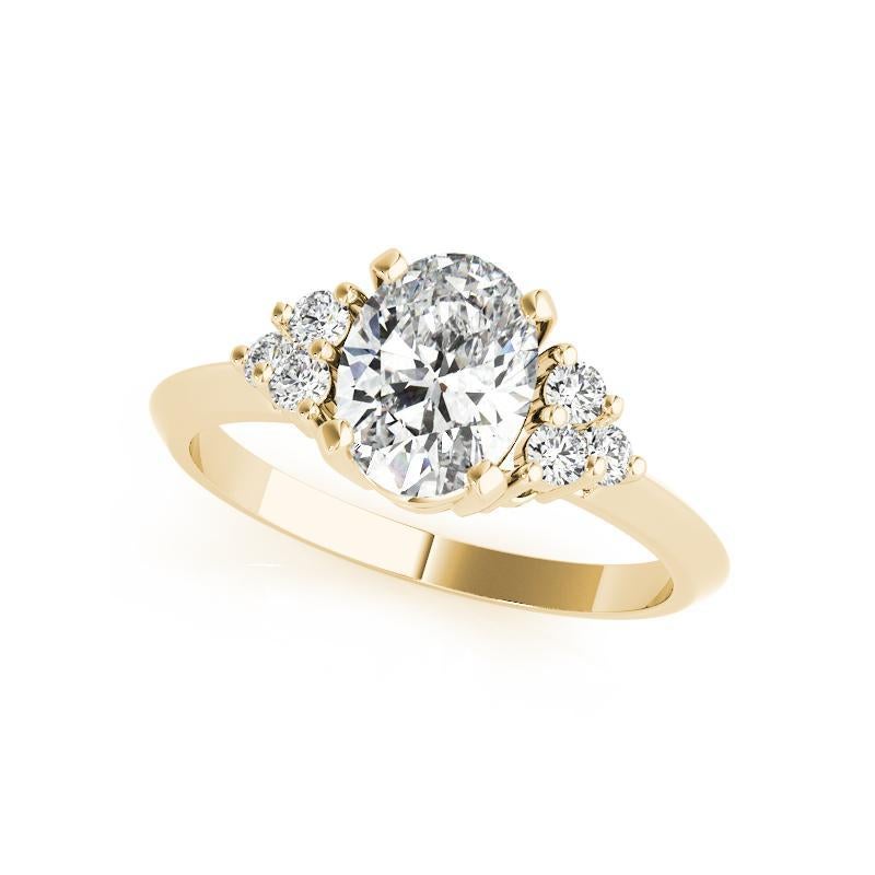 GIA zertifiziert 1,5ct Oval Solitär & Cluster 3-Stein Diamantring (Ovalschliff) im Angebot